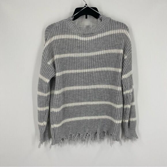 Alison Andrews Women’s V Neck Eyelash Trim Striped Thick Knit Sweater size M - Picture 3 of 3
